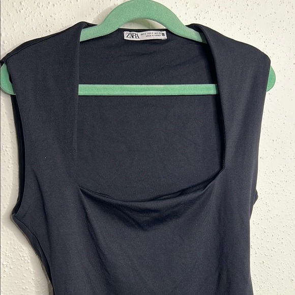 Zara Black Asymmetrical Cut Out Bodysuit - Picture 3 of 5